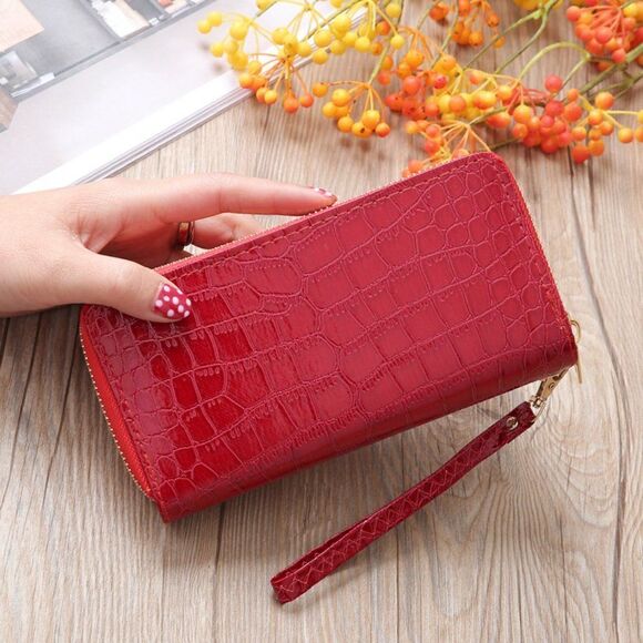 2/$21 Red Crocodile Long Wallet - Picture 1 of 3